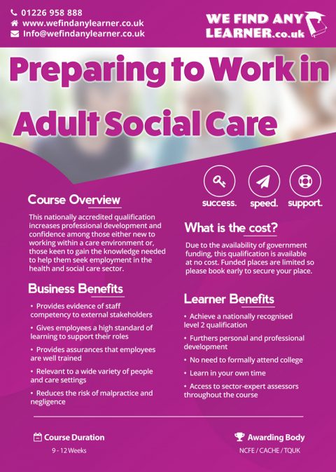 Preparing To Work In Adult Social Care Level 2 We Find Any Learner