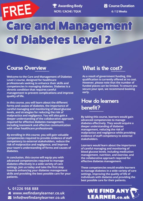 Care And Management Of Diabetes Level 2 | We Find Any Learner