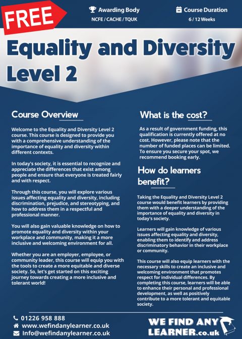 Equality and Diversity Level 2 | We Find Any Learner