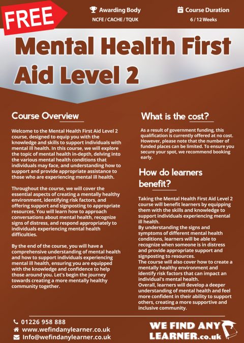 Mental Health First Aid Level 2 | We Find Any Learner